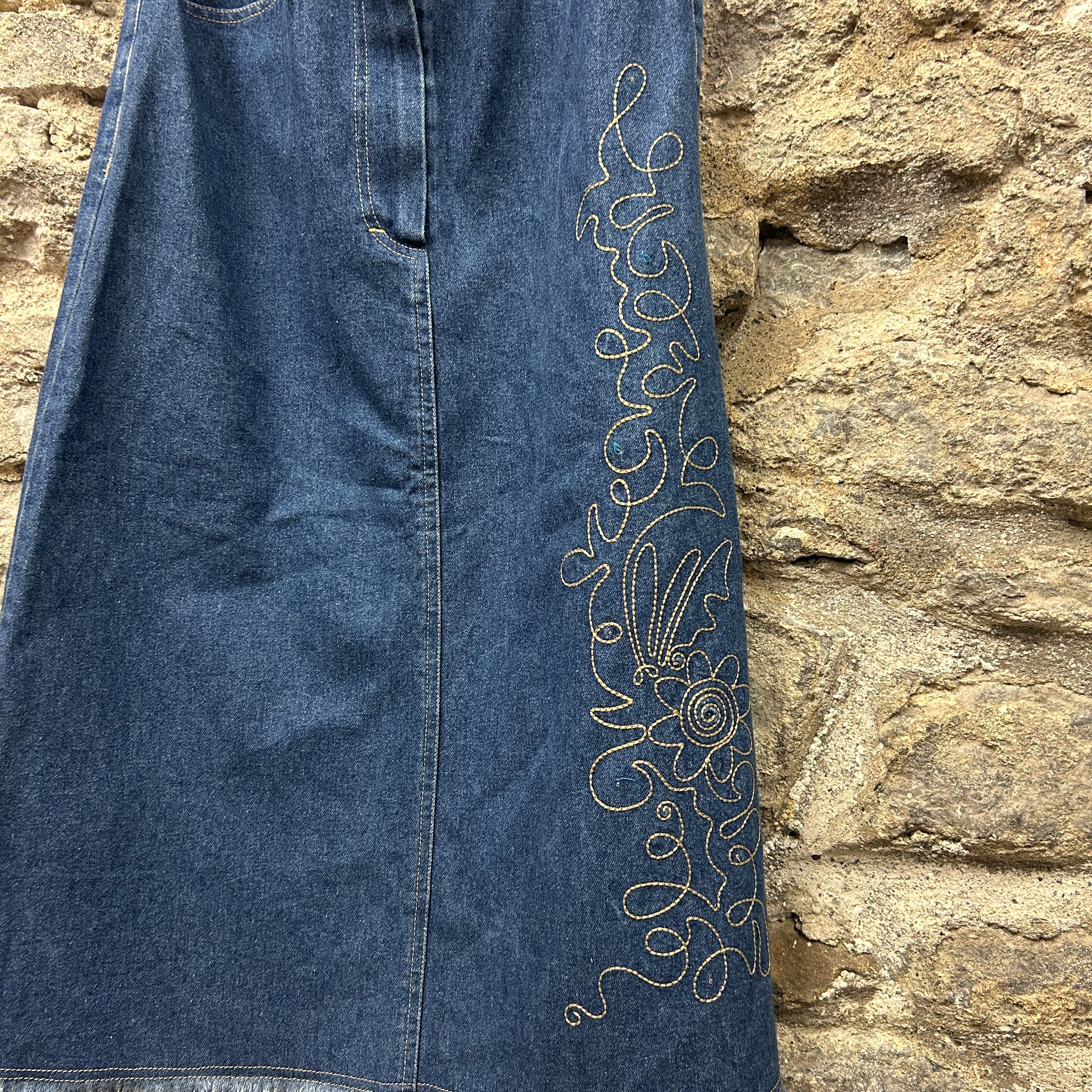 Vintage Denim Skirt with Design