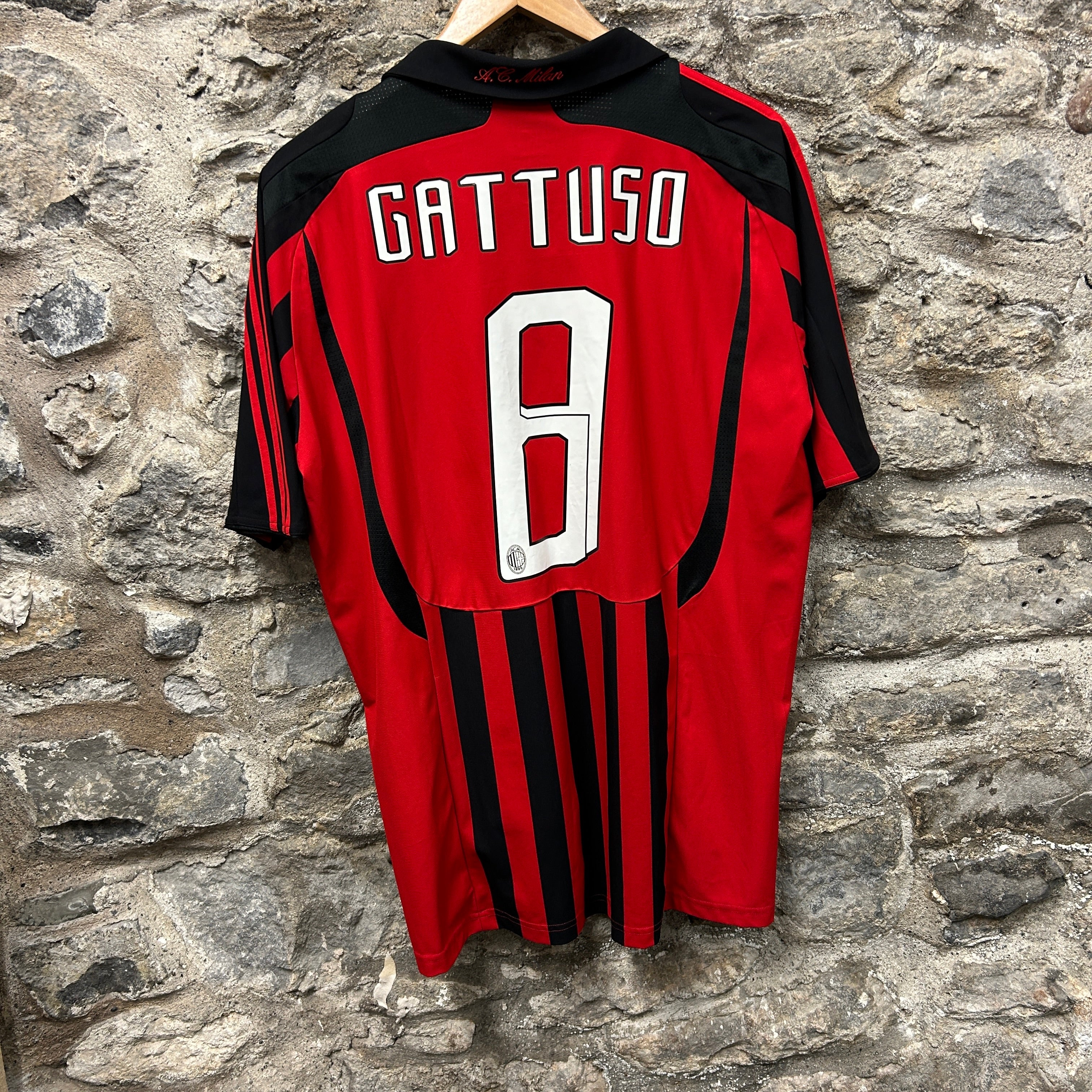 Vintage AC Milan Gattuso 2007/2008 Adidas Football Shirt