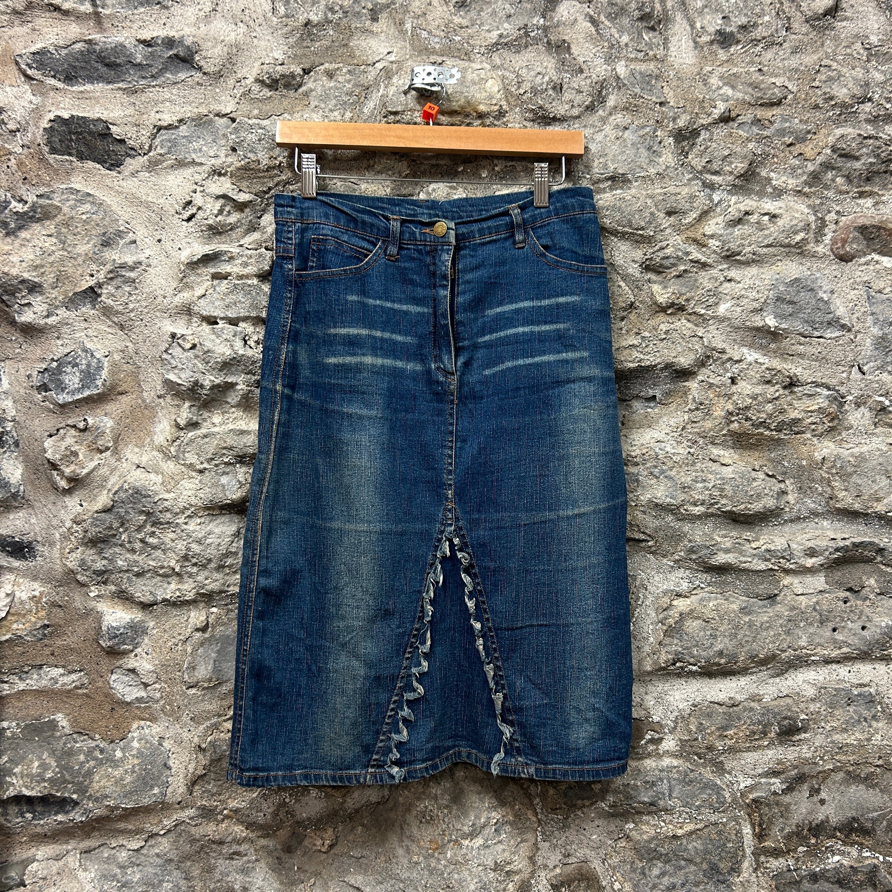 Vintage Denim Skirt with Eyes